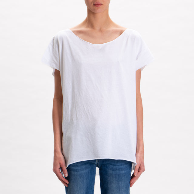 Kontatto-T-shirt stondata in cotone fiammato - bianco