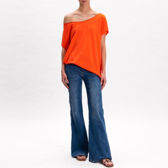 Kontatto-T-shirt stondata in cotone fiammato - orange
