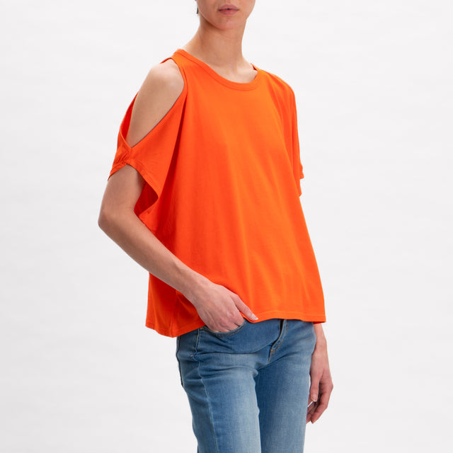 Kontatto-T-shirt cut out in cotone - orange