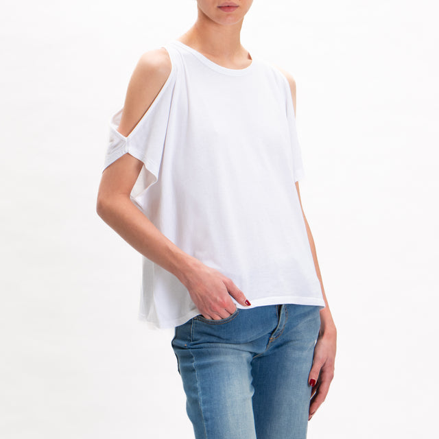 Kontatto-Camiseta de algodón con aberturas - blanco