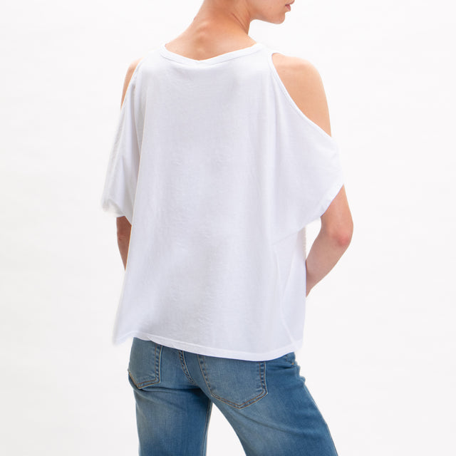Kontatto-T-shirt cut out in cotone - bianco
