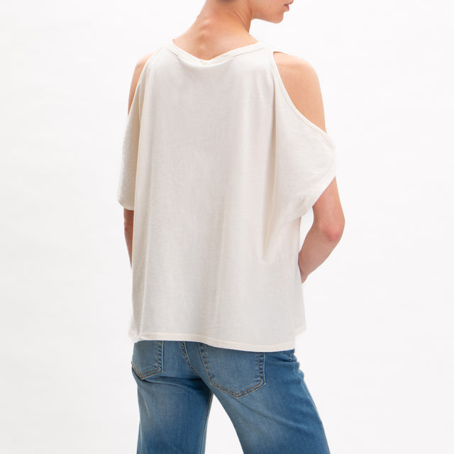 Kontatto-Camiseta de algodón con aberturas - mantequilla