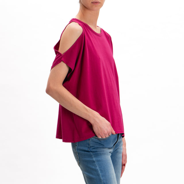 Kontatto-Camiseta de algodón con aberturas - india red