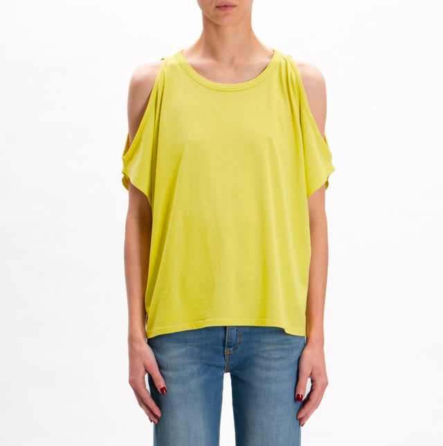 Kontatto-T-shirt cut out in cotone - lime