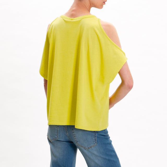 Kontatto-T-shirt cut out in cotone - lime