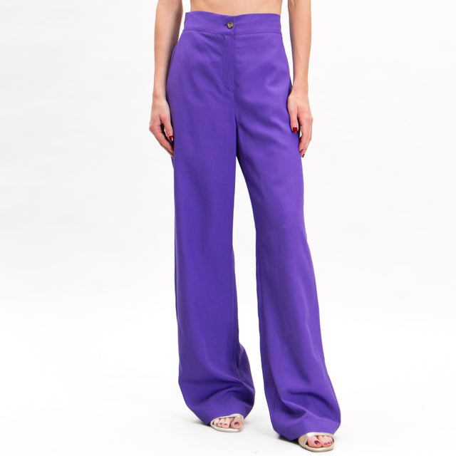 Pantalón Dixie de mezcla de lino con espalda elástica - violeta
