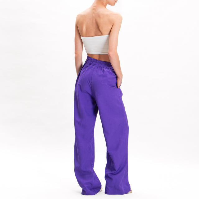 Pantalón Dixie de mezcla de lino con espalda elástica - violeta