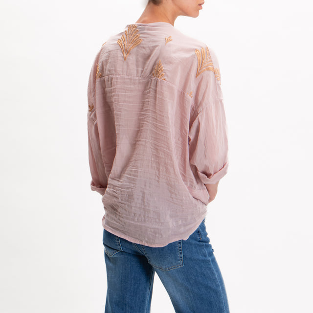 Motel-Camisa de muselina con bordado - rosa/galleta