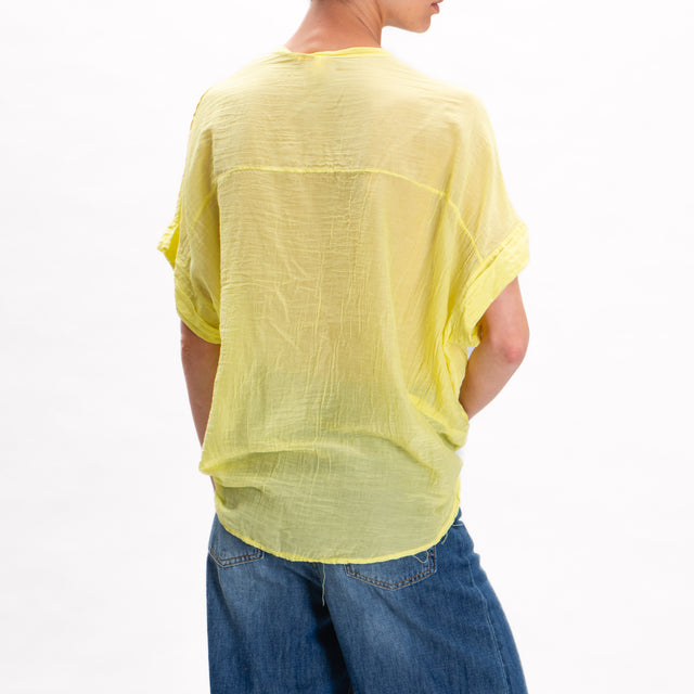 Camisa Tension de mezcla de seda con detalle de flecos - mimosa