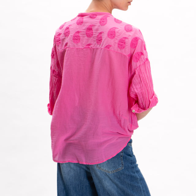 Camisa de muselina de mezcla de seda Tension con bordado - fucsia