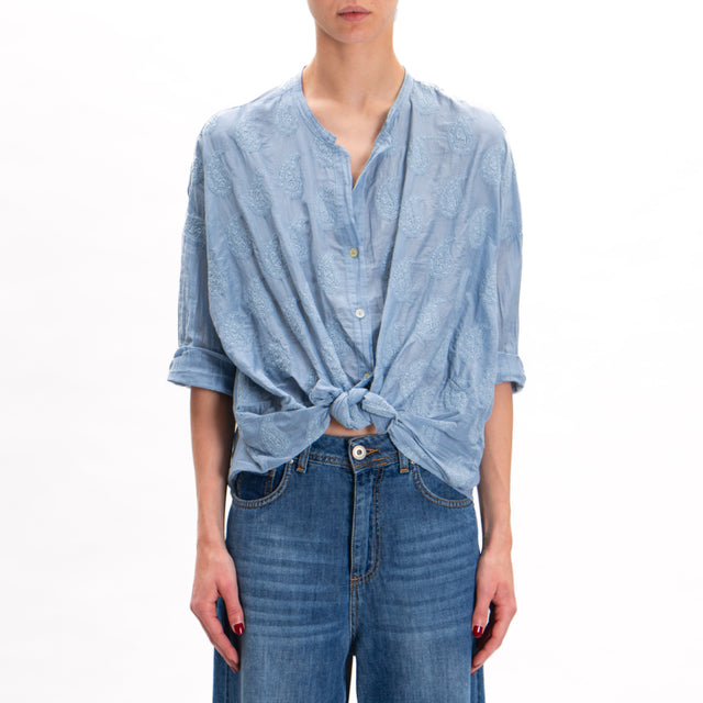 Camisa de muselina de mezcla de seda Tension con bordado - jeans