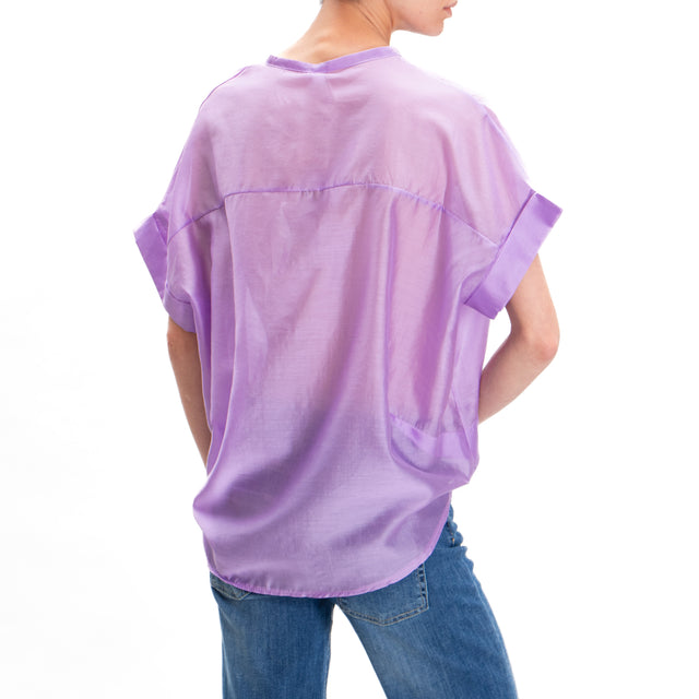Tension in- Camisa de muselina de media manga con nudo - lila