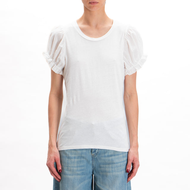 Haveone-Camiseta con mangas abullonadas - blanco