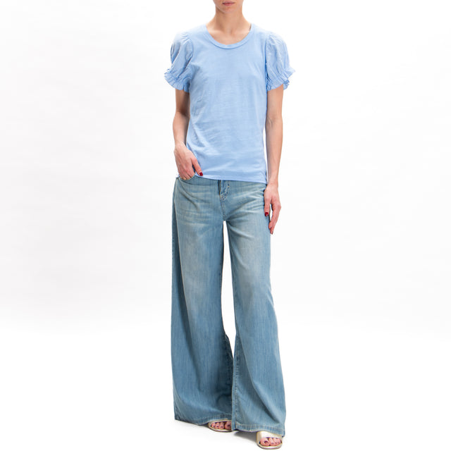 Haveone-Camiseta con mangas abullonadas - azul claro