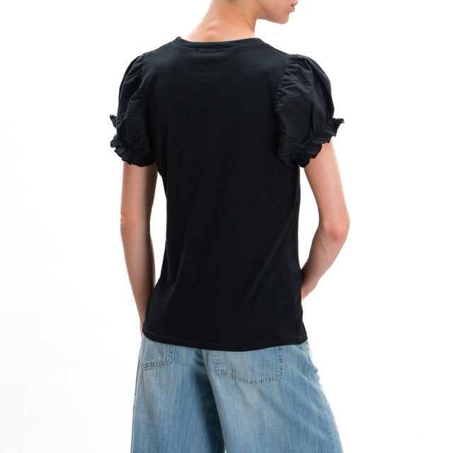 Haveone-Camiseta con mangas abullonadas - negro