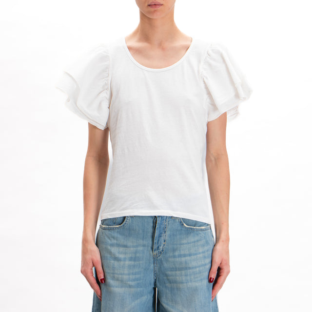 Haveone-Camiseta con mangas con volantes - blanco