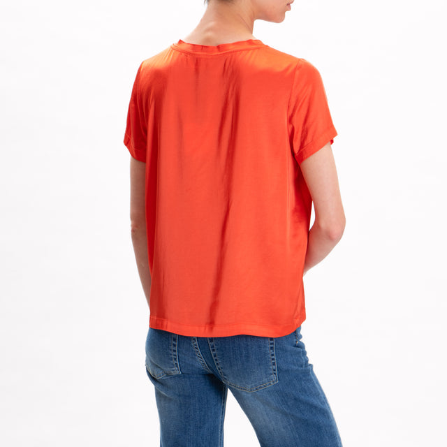 Vicolo-Blusa de raso media manga - naranja