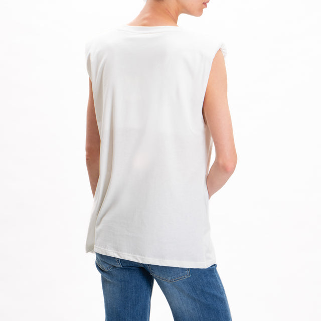 Vicolo-Camiseta sin mangas con hombreras - blanco