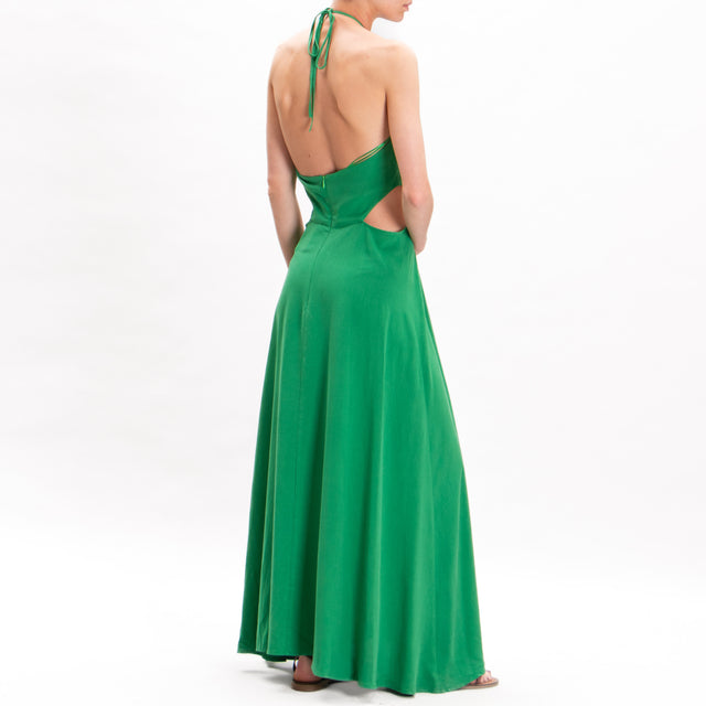 Vicolo-Vestido con aberturas en mezcla de lino - verde