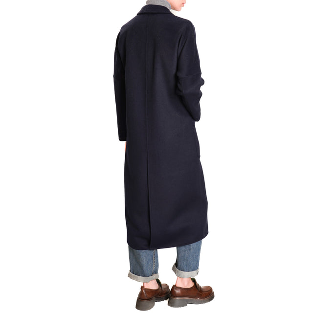 Vicolo-Handmade double-breasted wool blend coat - blue