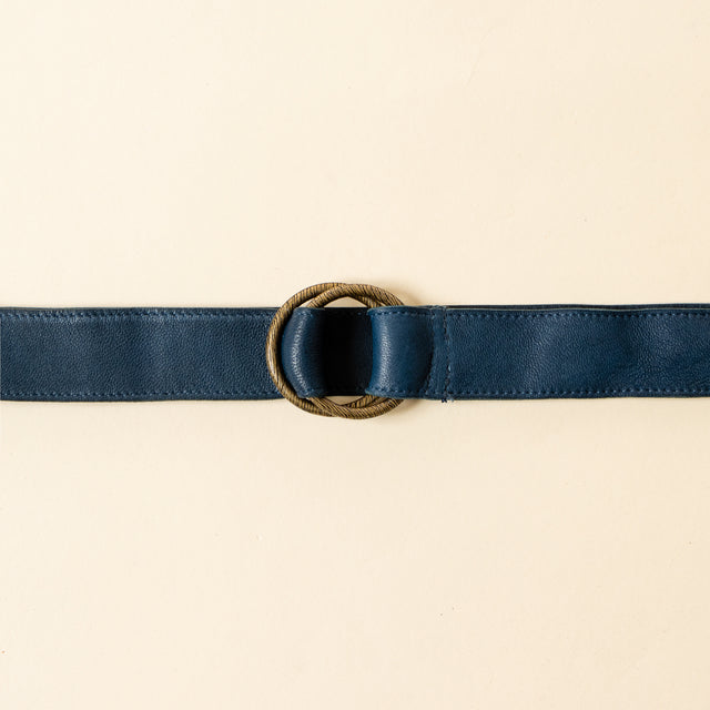 Cinturón doble anillo lavado con grasa Zeroassoluto-Wax - Azul