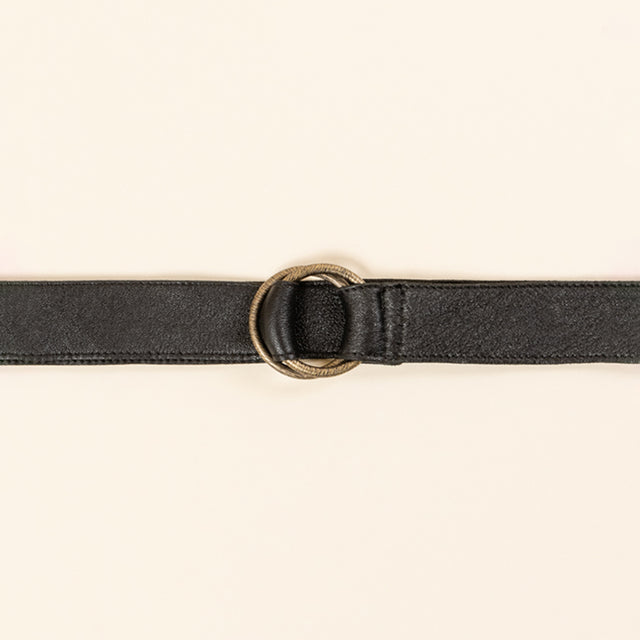 Zeroassoluto-Cinturón lavado con grasa y cera de doble anillo - Negro